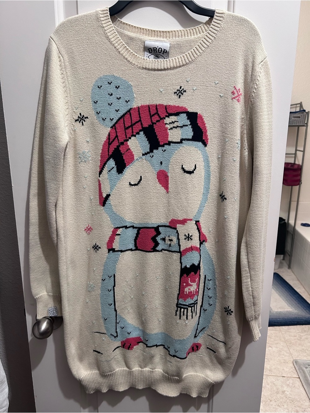 Drop Dead Penguin Knit Long Sleeve Dress - Size XL